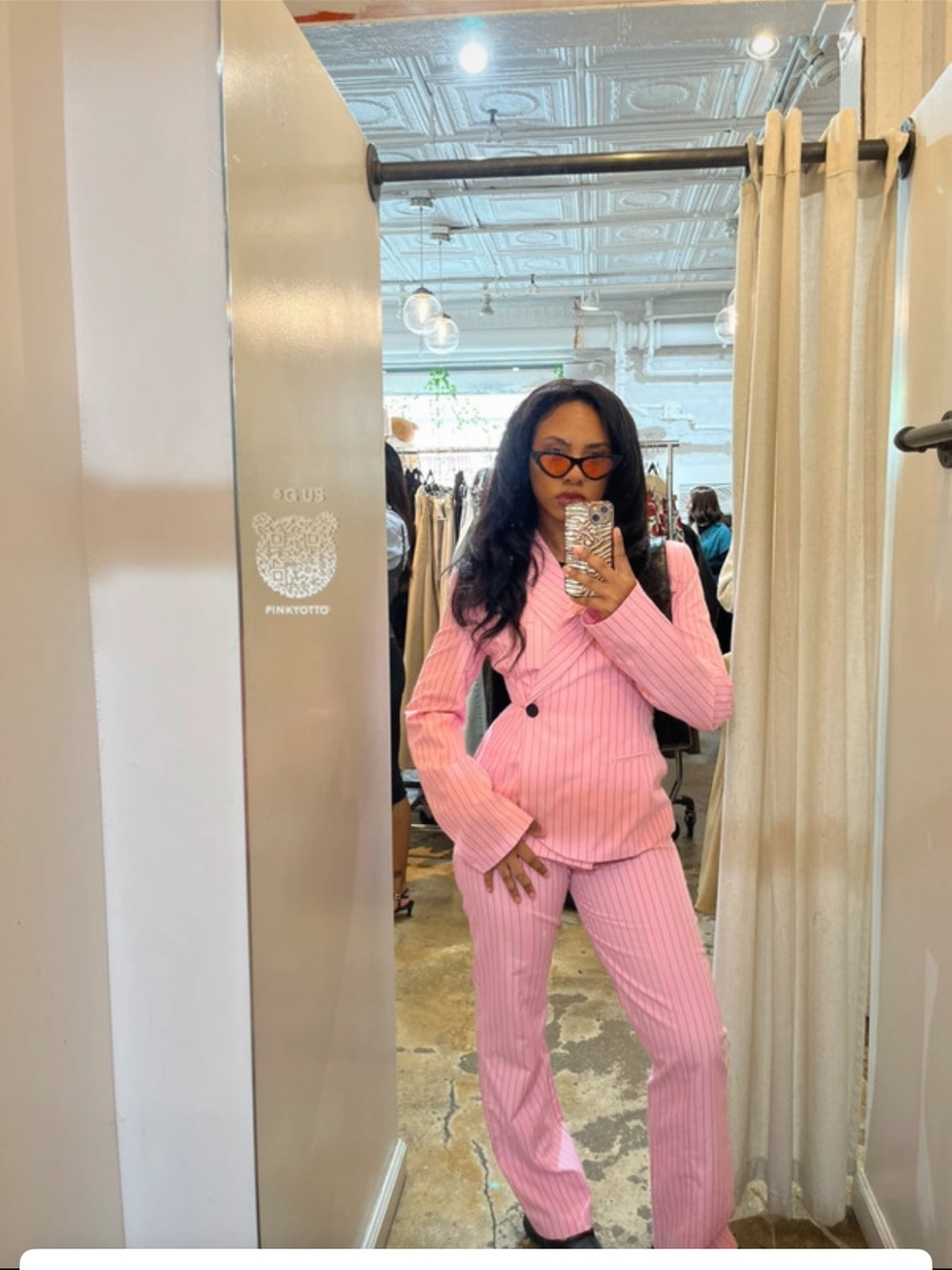 ASOS Pink Pinstripe Tailored Pantsuit - Picture 3 of 6